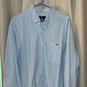 Vineyard Vines Men's Light Blue Checkered Shirt
